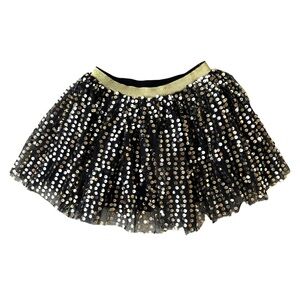 Black and Gold Mini Bubble Skirt with Sequin for Cocktail